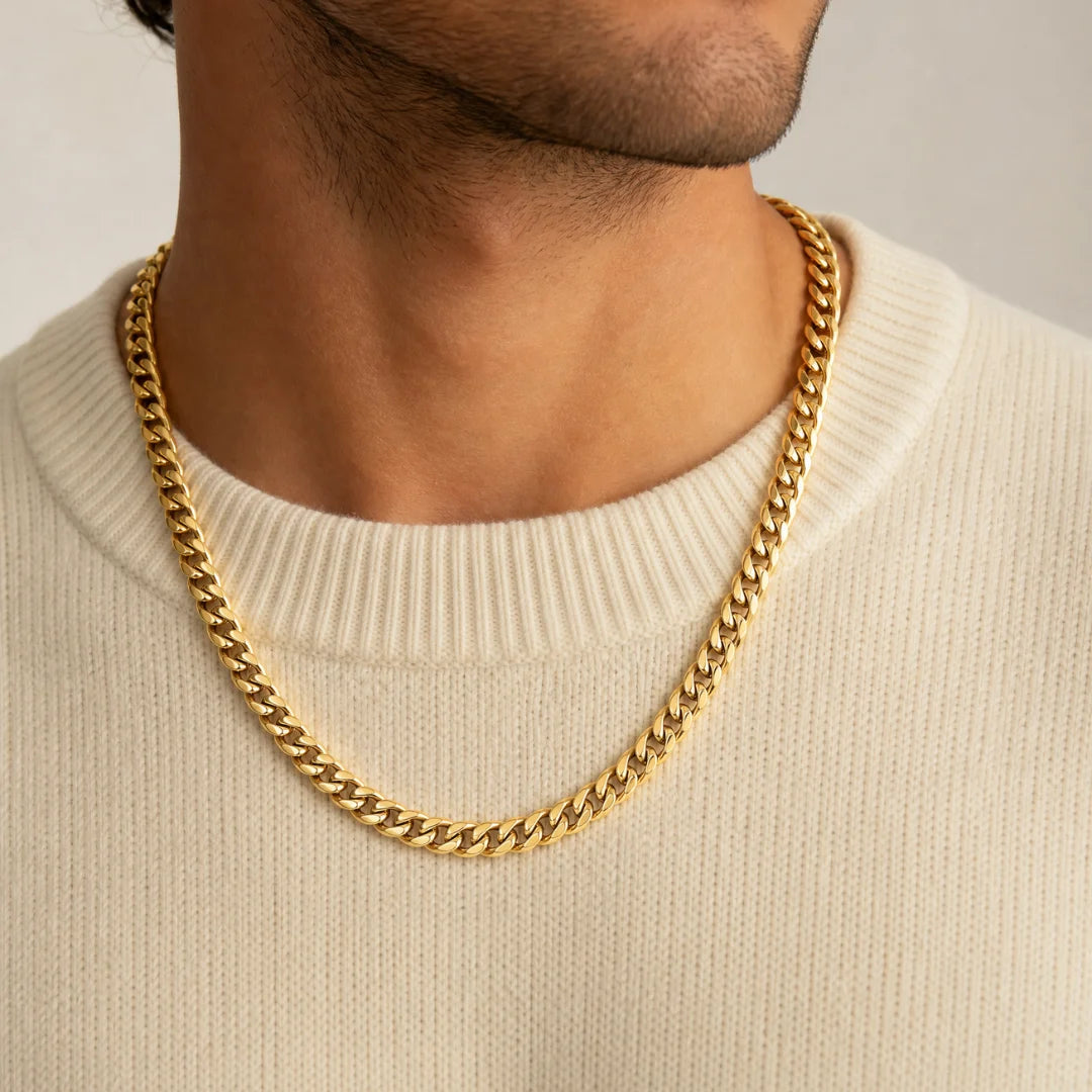 Frosted Watch + Gold Cuban Set