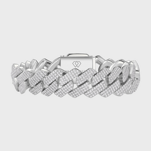 Iced Prong Cuban Bracelet (Silver) - 20mm