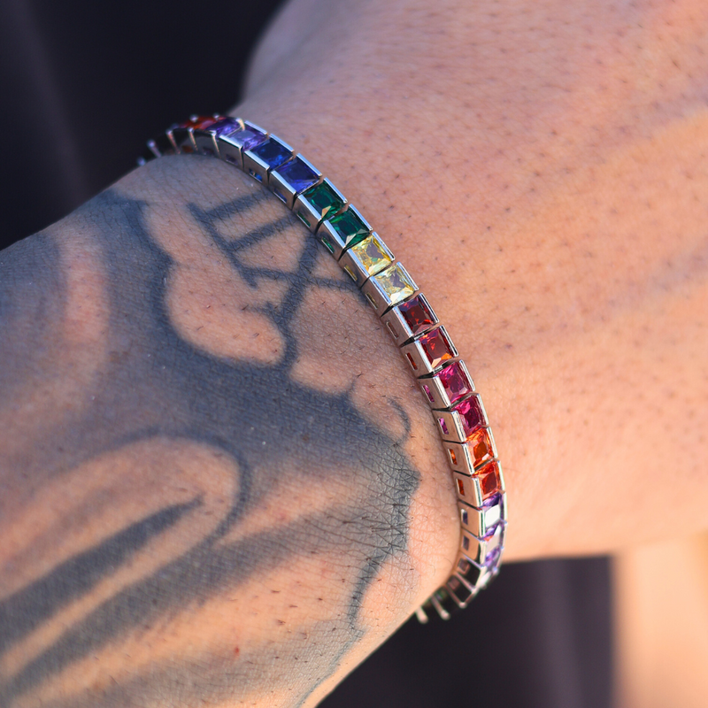 Rainbow Tennis Bracelet (Silver) - 4mm