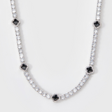 Black Clover Tennis Chain + Bracelet (Silver) - 4mm