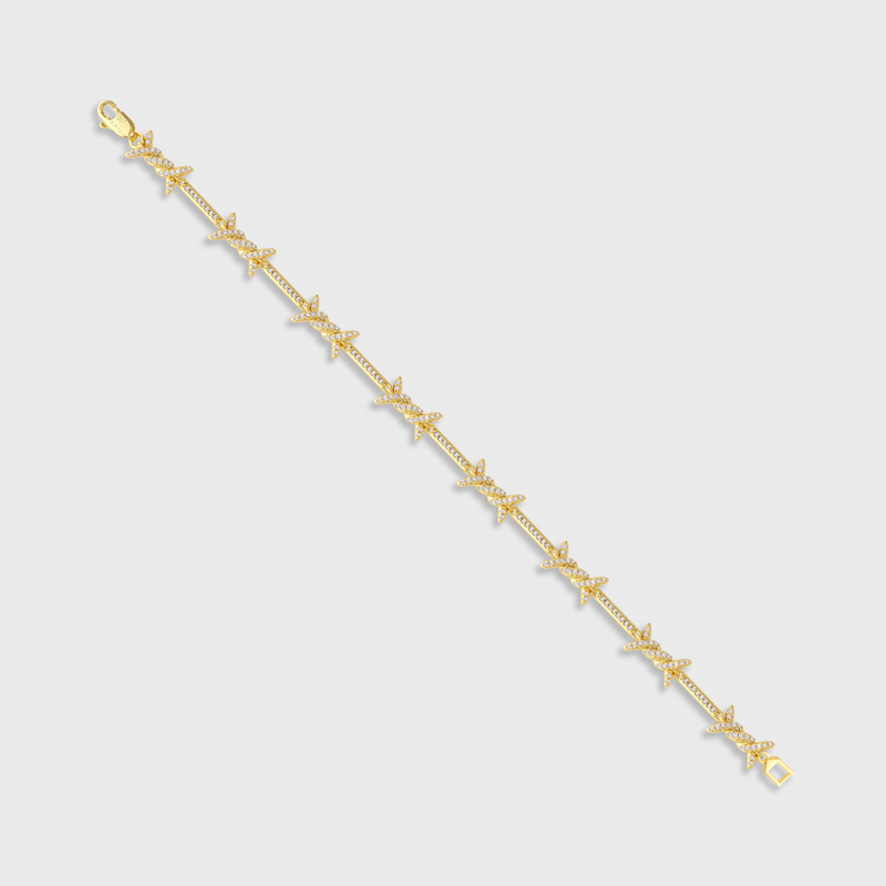 Iced Barbed Wire Bracelet (Gold) - 6mm