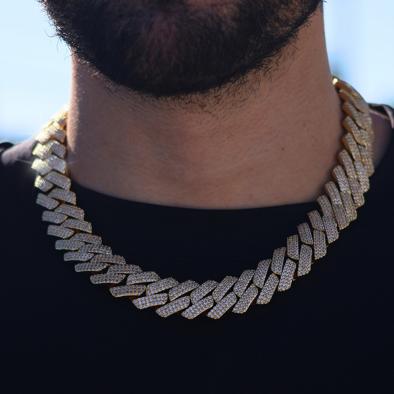 Iced Prong Cuban Chain (Gold) - 20mm