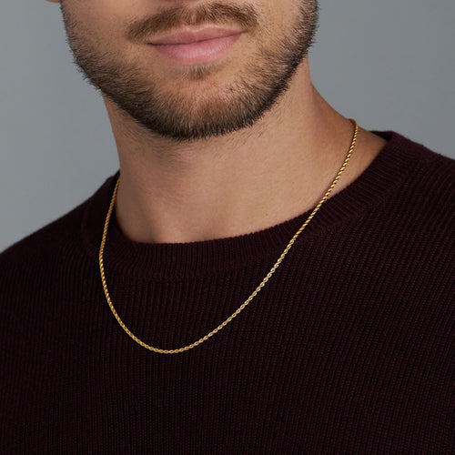 Rope Chain (Gold) - 2mm — on model