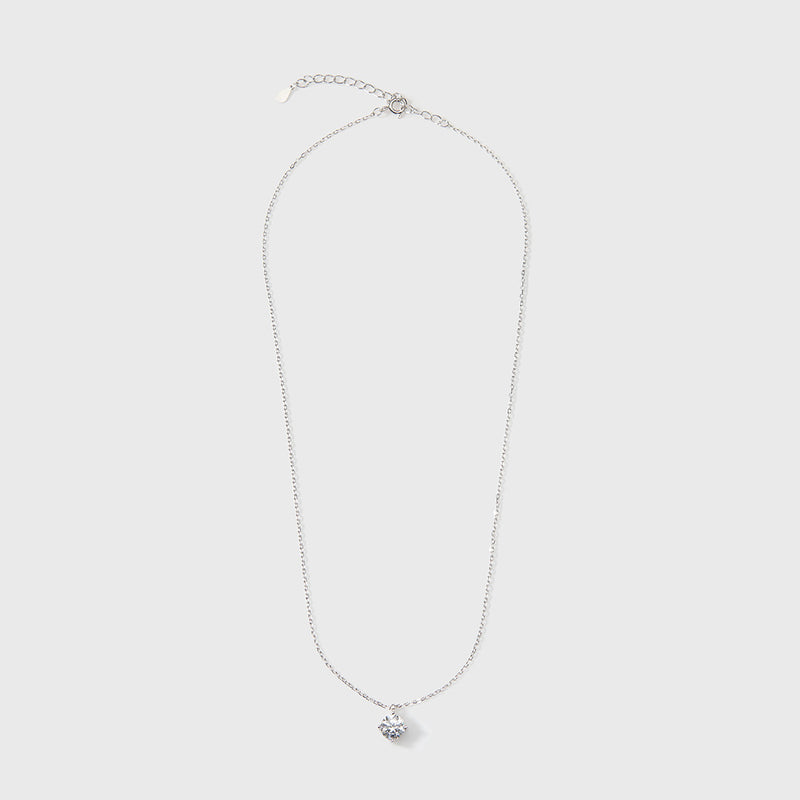 Moissanite Round 1ctw Solitaire Necklace (Silver)