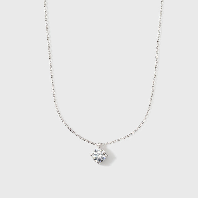 Moissanite Round 1ctw Solitaire Necklace (Silver)