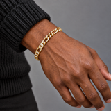 Iced Figaro Bracelet (Gold) - 7mm
