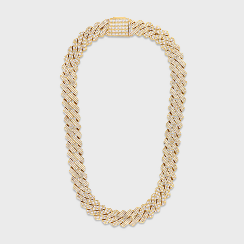 Iced Prong Cuban Chain (Gold) - 20mm