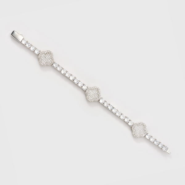 Women's Clover Tennis Bracelet (Silver) - 4mm