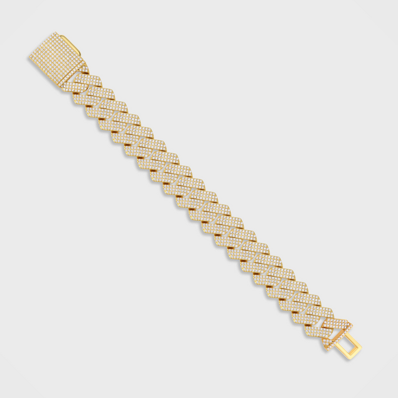 Iced Prong Cuban Bracelet (Gold) - 20mm