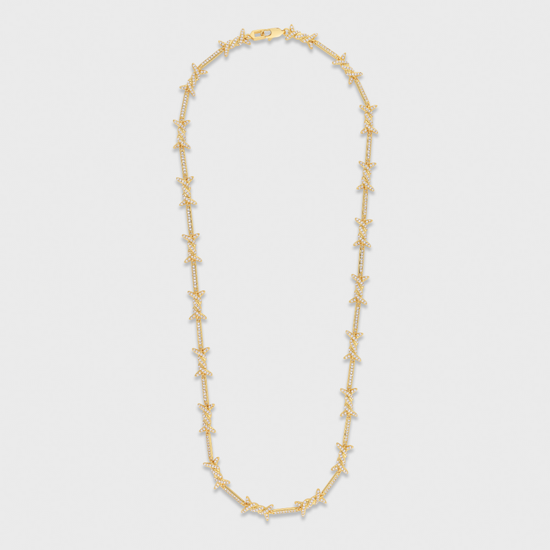 Iced Barbed Wire Chain (Gold) - 6mm