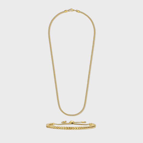 Franco Chain + Bracelet (Gold) - 3mm