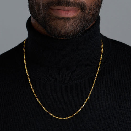 Round Box Chain (Gold) - 3mm — on model