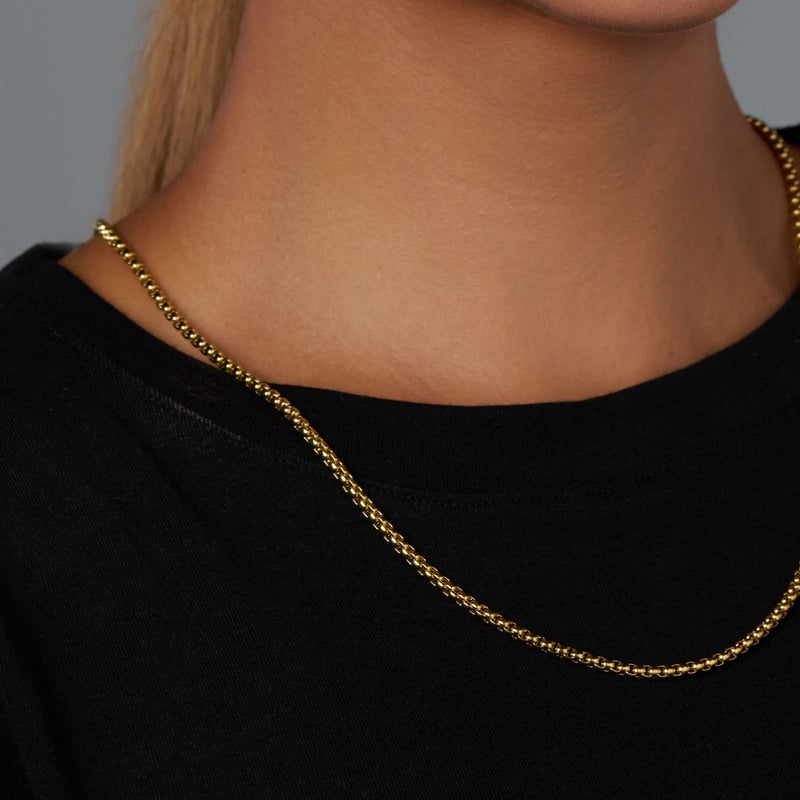 3mm Rounded Box Chain Women's Round Box Chain (Gold) - 3mm – Imperium