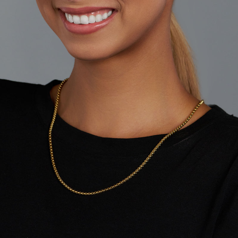3mm Rounded Box Chain Women's Round Box Chain (Gold) - 3mm – Imperium