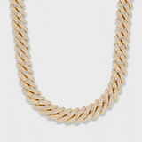 Iced Prong Cuban Chain + Bracelet (Gold) - 12mm