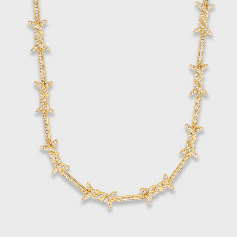 Iced Barbed Wire Chain (Gold) - 6mm