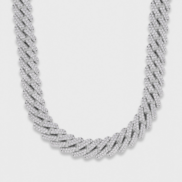 Iced Prong Cuban Chain (Silver) - 12mm