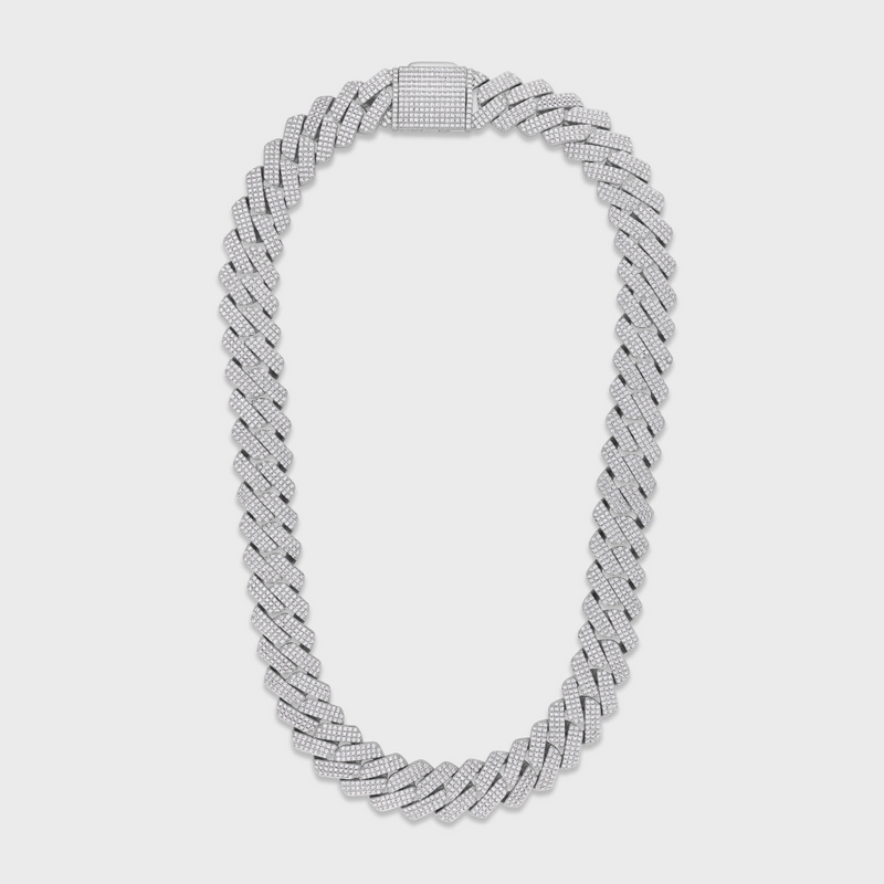 Iced Prong Cuban Chain (Silver) - 20mm