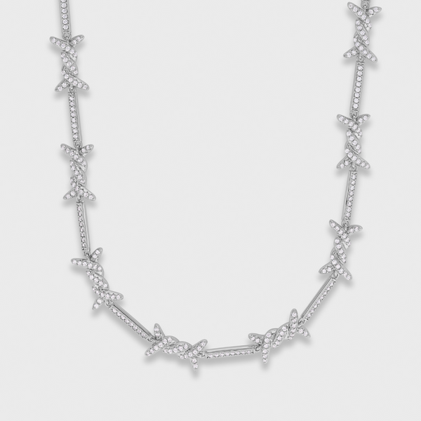 Iced Barbed Wire Chain (Silver) - 6mm