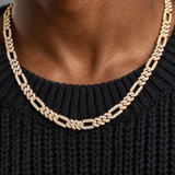 Iced Figaro Chain (Gold) - 7mm