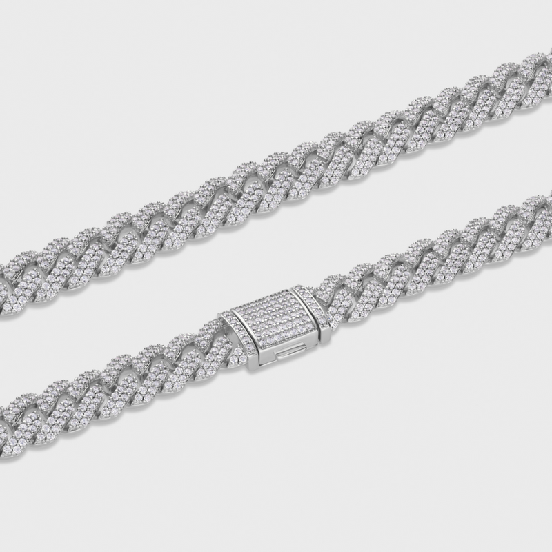 Iced Prong Cuban Chain (Silver) - 12mm