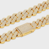 Iced Prong Cuban Chain + Bracelet (Gold) - 20mm