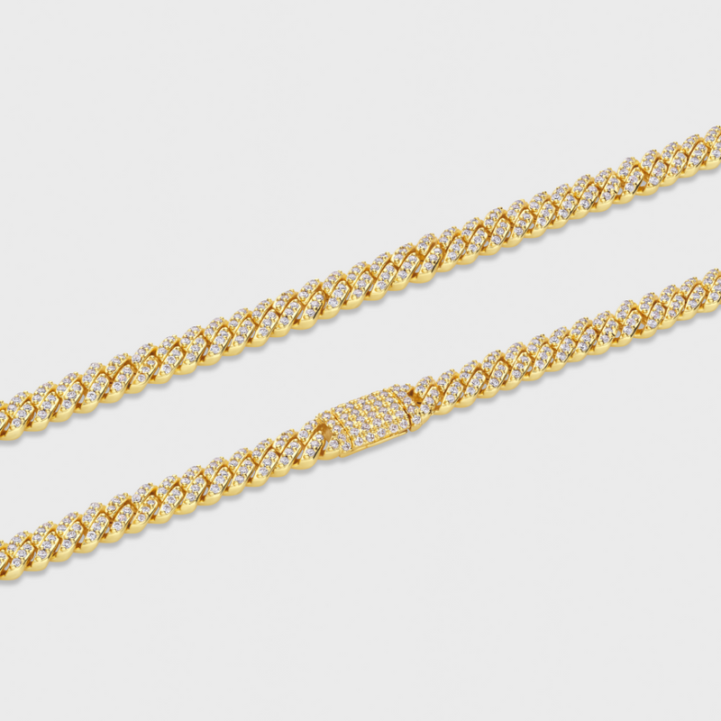 Iced Micro Prong Cuban Chain (Gold) - 6mm