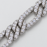 Iced Figaro Bracelet (Silver) - 7mm