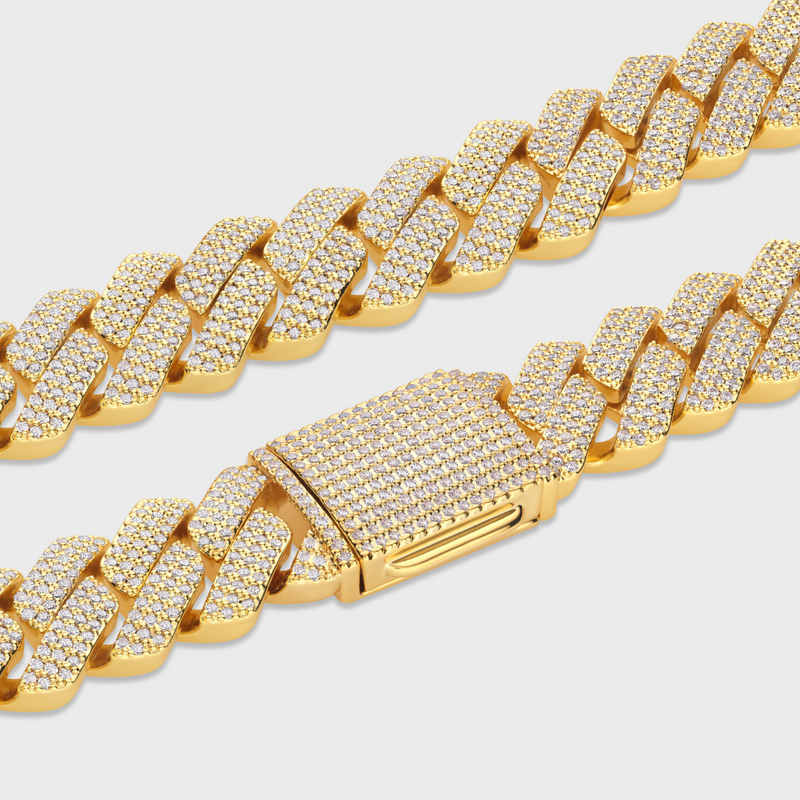 Iced Prong Cuban Chain (Gold) - 20mm