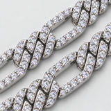Iced Figaro Chain (Silver) - 7mm
