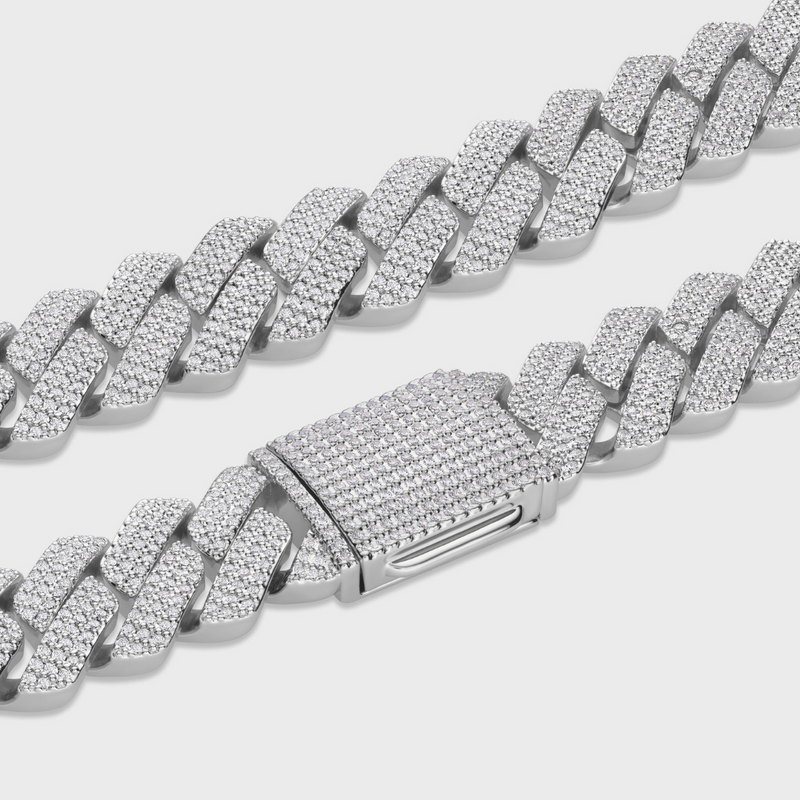 Iced Prong Cuban Chain (Silver) - 20mm