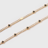 Black Clover Tennis Chain + Bracelet (Gold) - 4mm