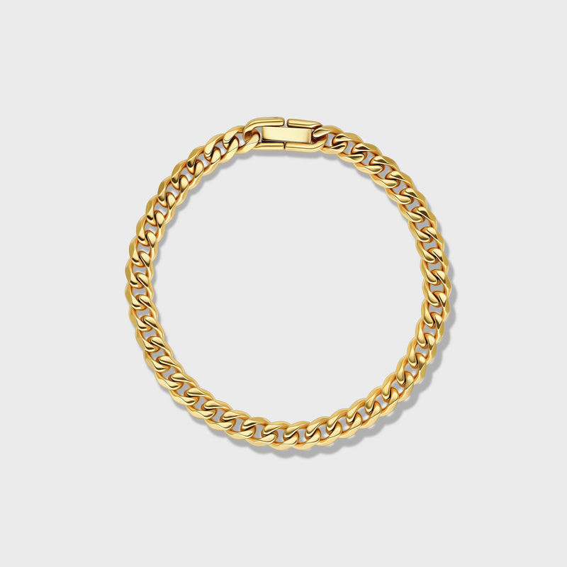 Women's Cuban Link Chain + Bracelet (Gold) - 5mm