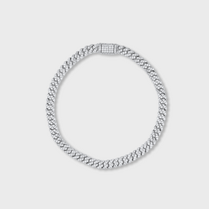 Iced Micro Prong Cuban Bracelet (Silver) - 6mm