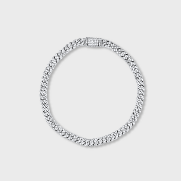 Iced Micro Prong Cuban Bracelet (Silver) - 6mm