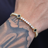 Black Clover Tennis Chain + Bracelet (Gold) - 4mm