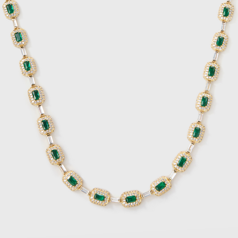 Women's Green Gemstone Chain (Gold) - 7mm