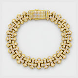 Iced Cross Bracelet (Gold) - 12mm