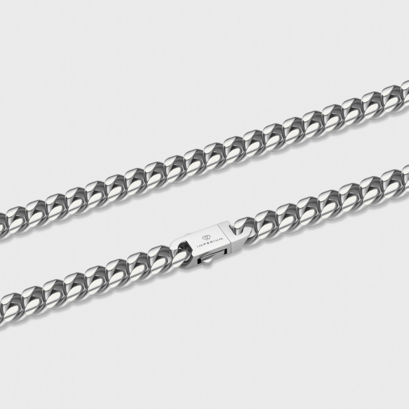 Cuban Link Chain + Bracelet (Silver) - 8mm