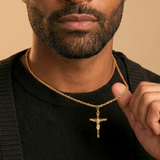 Rope Chain 4mm + Crucifix Pendant (Gold)