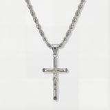 Rope Chain 4mm + Crucifix Pendant (Silver)