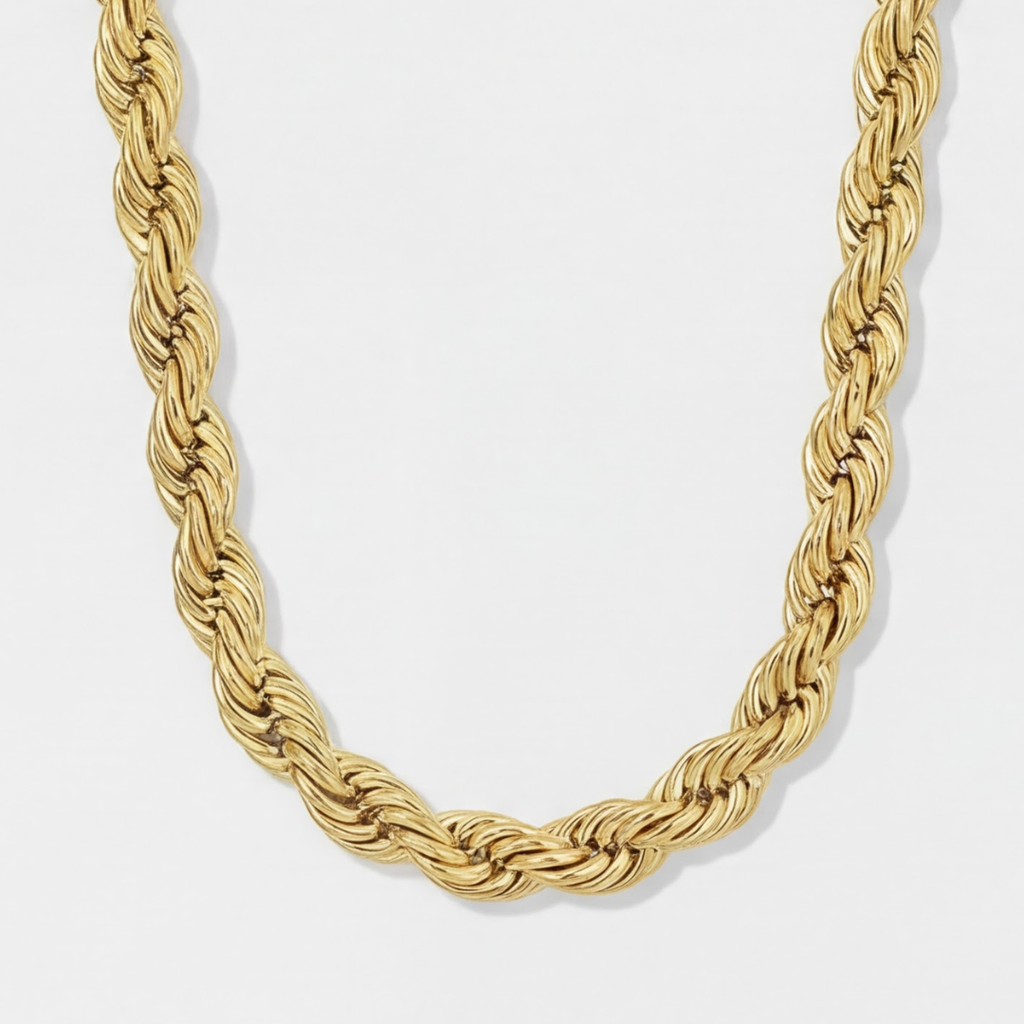 thumbnail interactive-video image 1 of The Jewelry Plug Men's Classic 8mm Rope Chain - Solid 18k Yellow Gold 1 of 4
