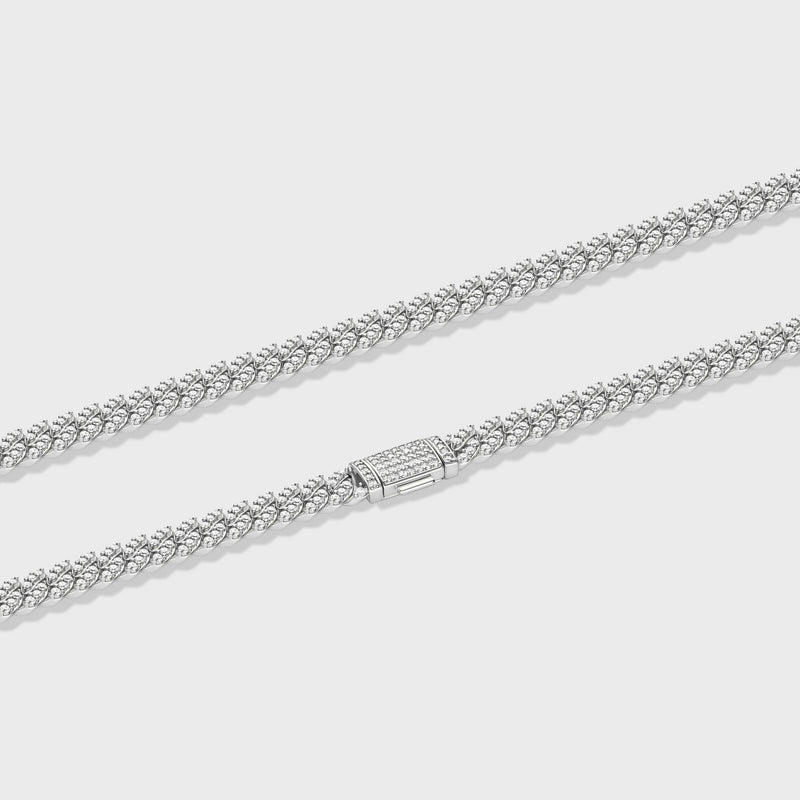 Women's Iced Cuban Chain (Silver) - 8mm