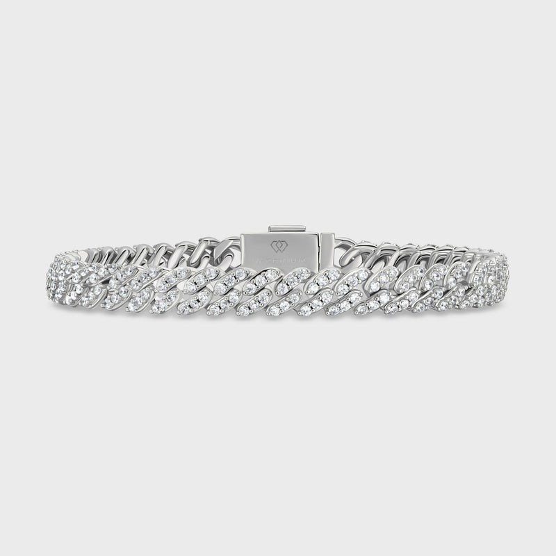 Women's Iced Cuban Chain + Bracelet (Silver) - 8mm