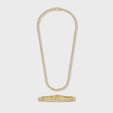 Women's Iced Cuban Chain + Bracelet (Gold) - 8mm