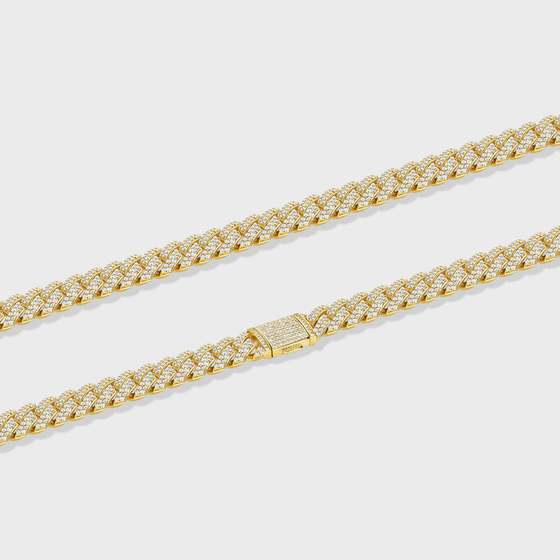 Iced Prong Cuban Chain (Gold) - 10mm