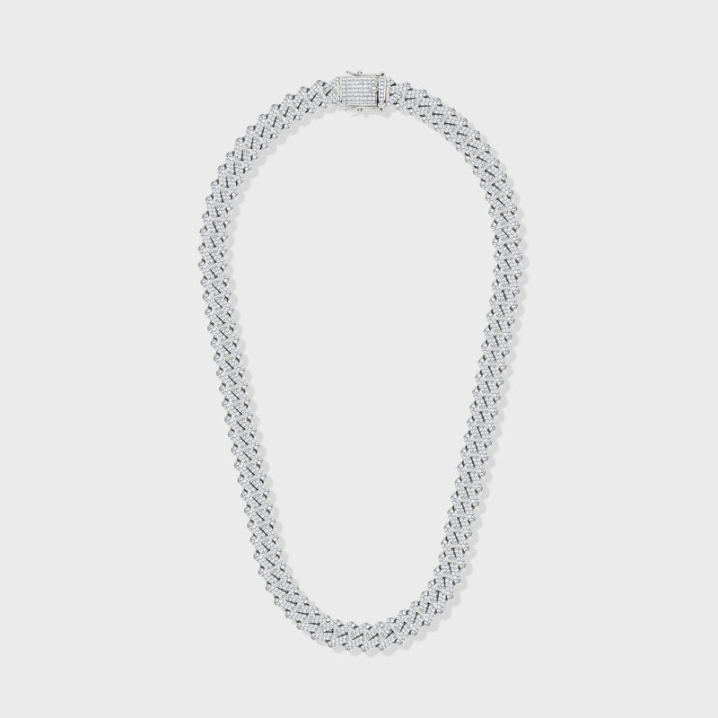 Iced Prong Cuban Chain (Silver) - 12mm