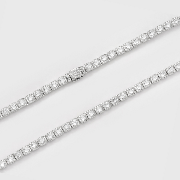 Micro Clustered Tennis Chain (Silver) - 5mm