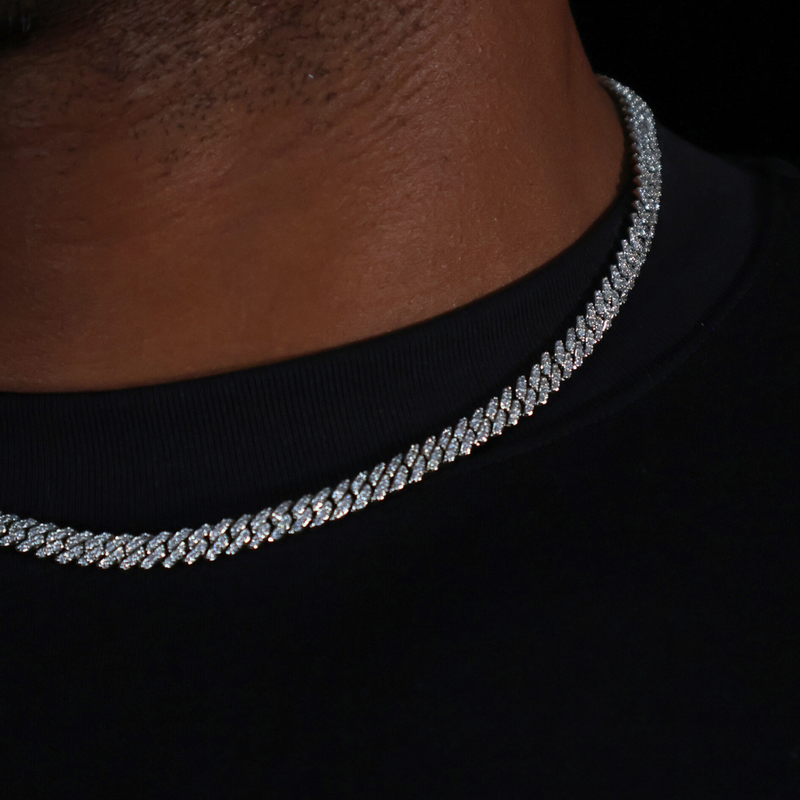 Micro Diamond Prong Cuban Diamond Cuban Chain Choker Micro Cuban