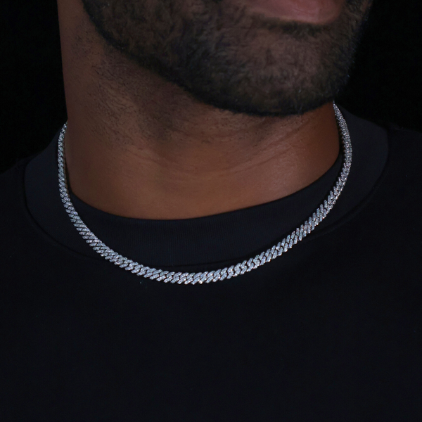 Iced Micro Prong Cuban Chain + Bracelet (Silver) - 5mm